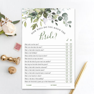 Elegant Eucalyptus Greenery Bridal Shower Game