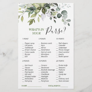 Elegant Eucalyptus Greenery Bridal Shower Game