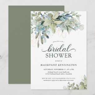 Elegant Eucalyptus Greenery Bridal Shower Invitation