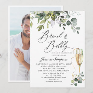 Elegant Eucalyptus Greenery Brunch & Bubbly PHOTO Invitation