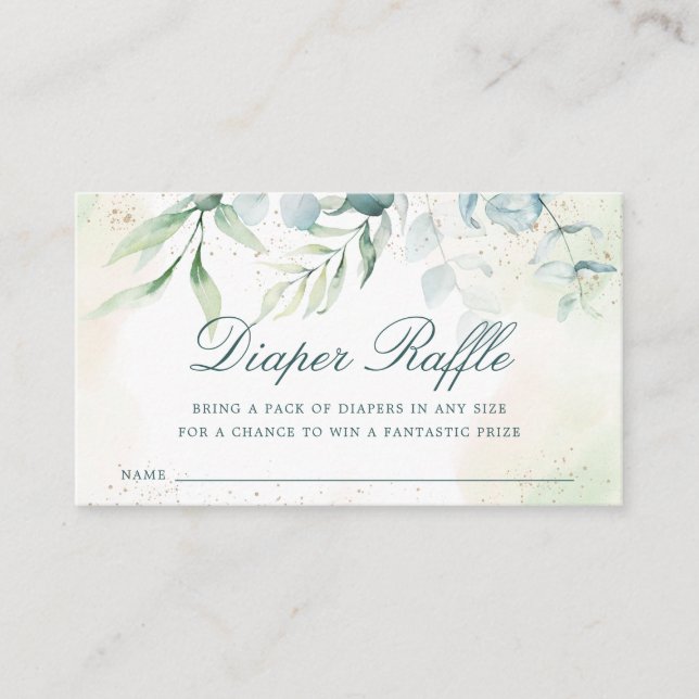Elegant Eucalyptus Greenery Diaper Raffle Enclosure Card (Front)