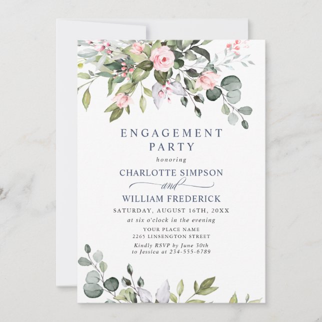 Elegant Eucalyptus Greenery ENGAGEMENT PARTY Invitation (Front)