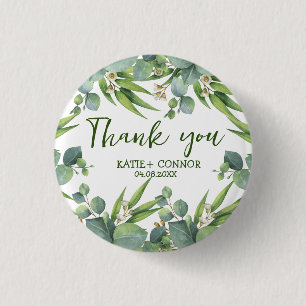 Elegant Eucalyptus Greenery Favour Thank You 1 Inch Round Button