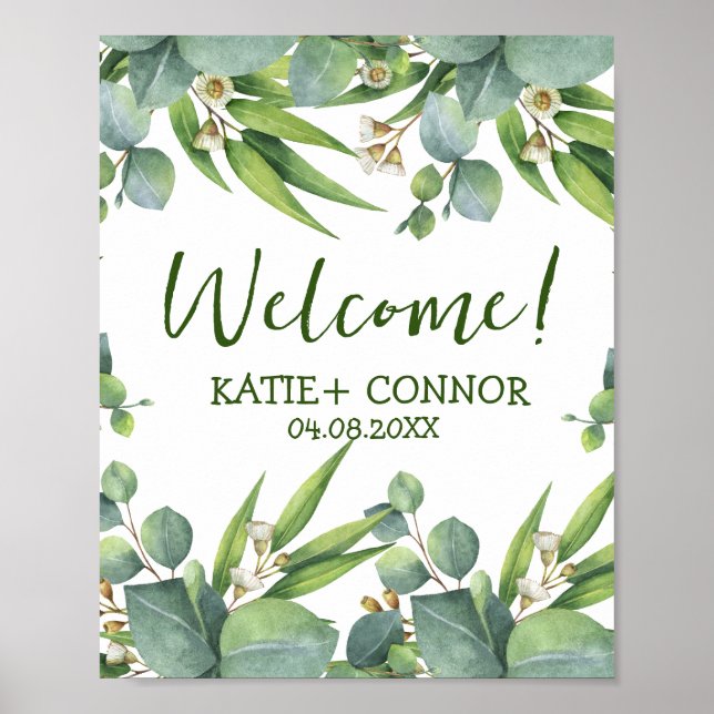 Elegant Eucalyptus Greenery Favour Welcome Guest  Poster (Front)