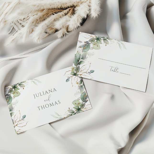 Elegant Eucalyptus Greenery Flat Wedding Place Card (Creator Uploaded)