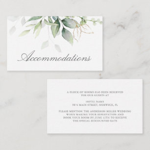 Elegant Eucalyptus Greenery Gold Accommodation Enclosure Card