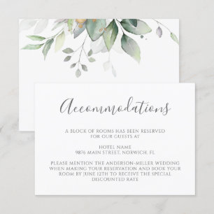 Elegant Eucalyptus Greenery Gold Accommodations Enclosure Card