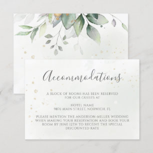 Elegant Eucalyptus Greenery Gold Accommodations Enclosure Card