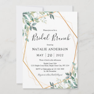 Elegant Eucalyptus Greenery Gold Bridal Brunch Invitation