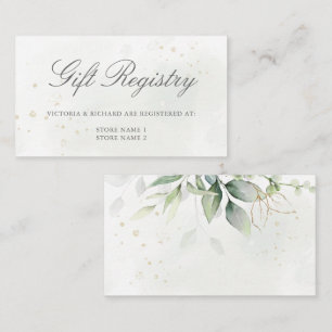 Elegant Eucalyptus Greenery Gold Gift Registry Enclosure Card