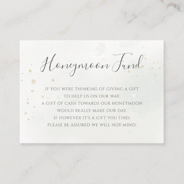 Elegant Eucalyptus Greenery Gold Honeymoon Fund Enclosure Card (Front)
