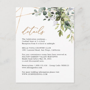 Elegant Eucalyptus Greenery Gold Info Details Enclosure Card