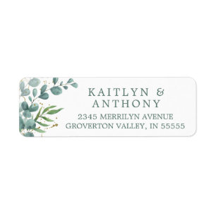 Elegant Eucalyptus Greenery Gold Return Address