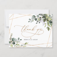 Elegant Eucalyptus Greenery Gold Thank You Card