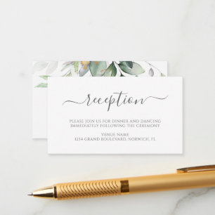 Elegant Eucalyptus Greenery Gold Wedding Reception Enclosure Card