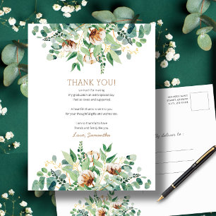 Elegant Eucalyptus Greenery Graduation Thank You Postcard