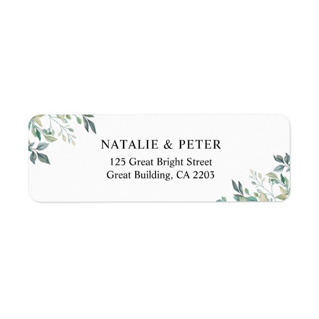 Elegant Eucalyptus Greenery Green Return Address (Front)