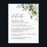 Elegant Eucalyptus Greenery Information Details Enclosure Card<br><div class="desc">Designed to coordinate with our Boho Greenery wedding collection,  this customizable Guest Information Details card,  features a watercolor greenery leaves with calligraphy graphic text,  paired with a classy serif & modern sans font in black. Matching items available.</div>