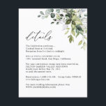 Elegant Eucalyptus Greenery Information Details Enclosure Card<br><div class="desc">Designed to coordinate with our Boho Greenery wedding collection,  this customizable Guest Information Details card,  features a watercolor greenery leaves with calligraphy graphic text,  paired with a classy serif & modern sans font in black. Matching items available.</div>