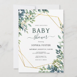 Elegant eucalyptus greenery leaves Baby Shower Invitation