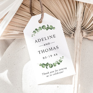 Elegant Eucalyptus Greenery Monogram Wedding Favou Gift Tags
