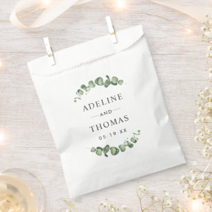 Elegant Eucalyptus Greenery Monogram Wedding Favour Bag