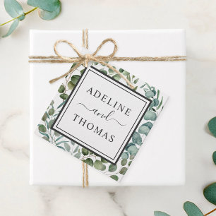 Elegant Eucalyptus Greenery Monogram Wedding Favour Tags