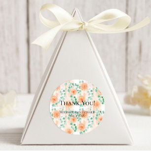 Elegant Eucalyptus Greenery Peach Floral Classic Round Sticker