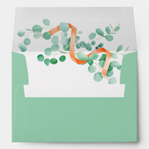 Elegant Eucalyptus Greenery Peach Floral Invite Envelope