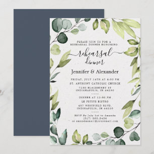 Elegant Eucalyptus Greenery Rehearsal Dinner Invitation