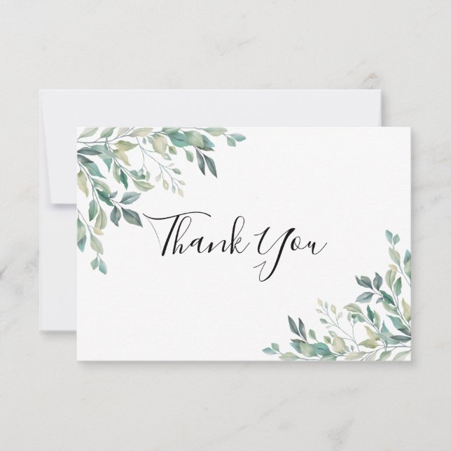 Elegant Eucalyptus Greenery Rustic Thank You Card (Front)