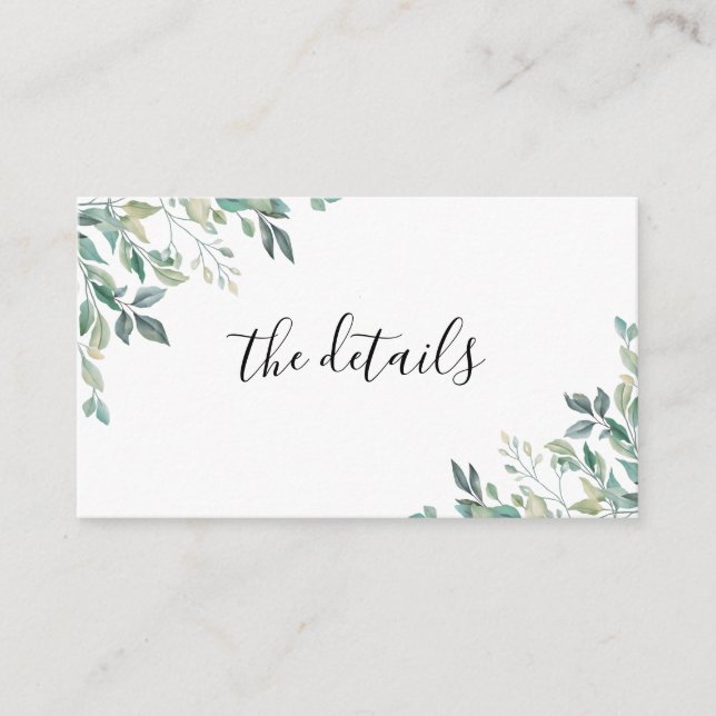 Elegant Eucalyptus Greenery Rustic Wedding RSVP Enclosure Card (Front)
