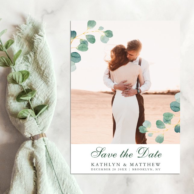 Elegant Eucalyptus Greenery Save The Date Wedding Magnetic Invitation (Creator Uploaded)