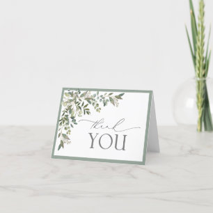 Elegant Eucalyptus Greenery Script Thank You Card