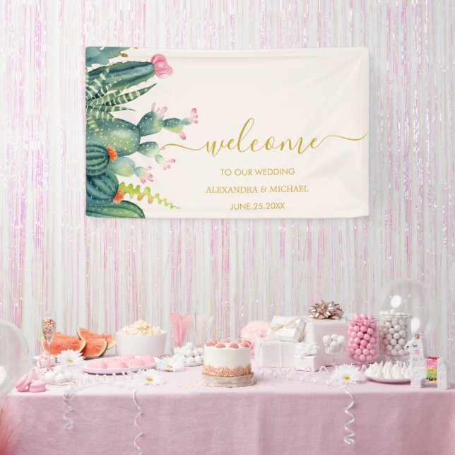 Elegant Eucalyptus Greenery Succulents Wedding Banner (Party)