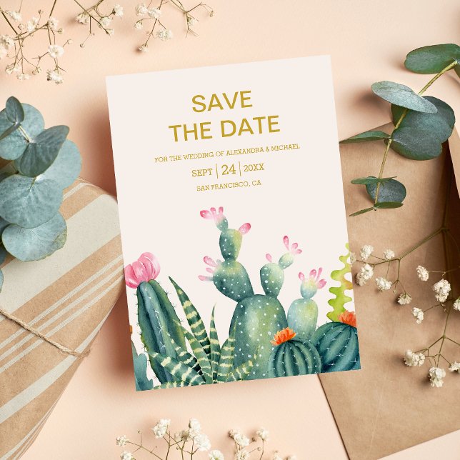 Elegant Eucalyptus Greenery Succulents Wedding Save The Date (Creator Uploaded)