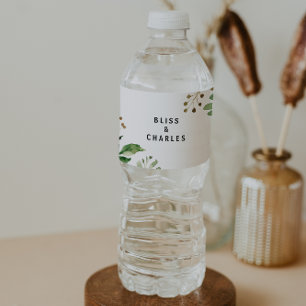 Elegant Eucalyptus Greenery Water Bottle Label