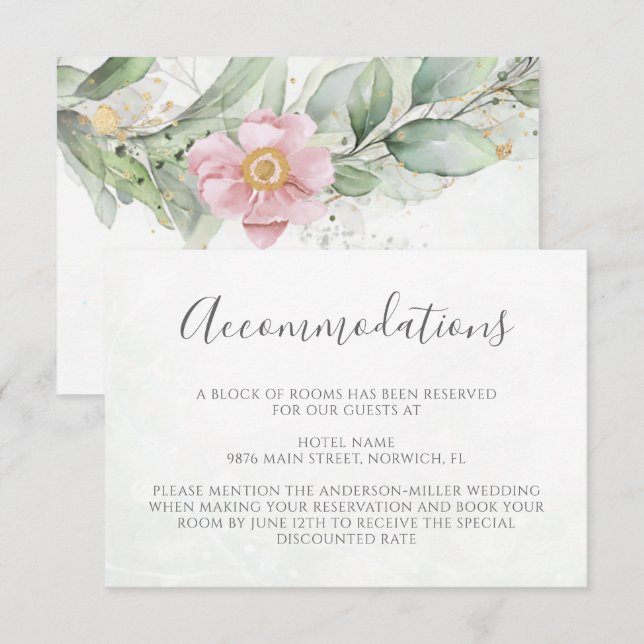 Elegant Eucalyptus Greenery Wedding Accommodation Enclosure Card (Front/Back)