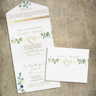 Elegant Eucalyptus Greenery Wedding All In One Invitation