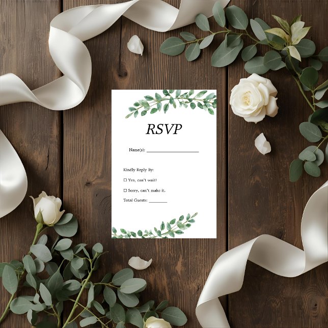 Elégant Eucalyptus Greenery Wedding Carte RSVP (Créateur téléchargé)