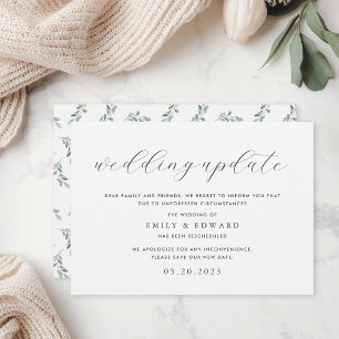 Elegant Eucalyptus Greenery Wedding Change Date Invitation