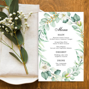Elegant Eucalyptus Greenery Wedding Dinner Menu