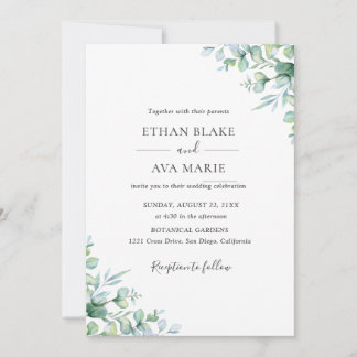 Elegant Eucalyptus Greenery Wedding Invitation
