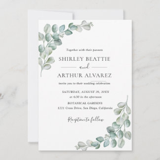 Elegant Eucalyptus Greenery Wedding Invitation