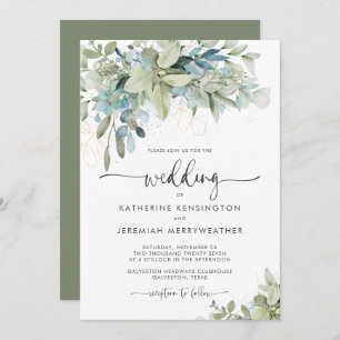 Elegant Eucalyptus Greenery Wedding Invitation