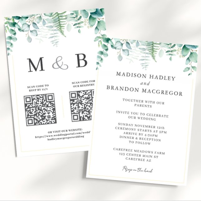 Elegant Eucalyptus Greenery Wedding Invitation (Creator Uploaded)