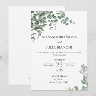 Elegant Eucalyptus Greenery Wedding Invitation 