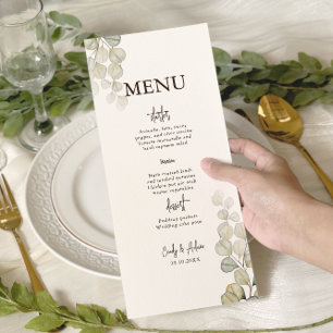 Elegant Eucalyptus Greenery Wedding Menu
