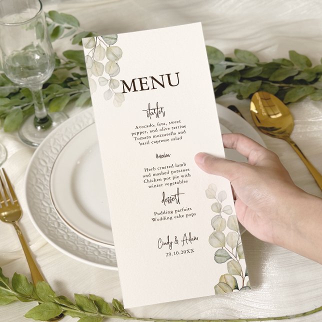 Elegant Eucalyptus Greenery Wedding Menu (Creator Uploaded)