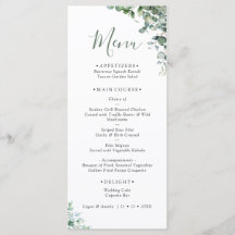 Elegant Eucalyptus Greenery Wedding Menu